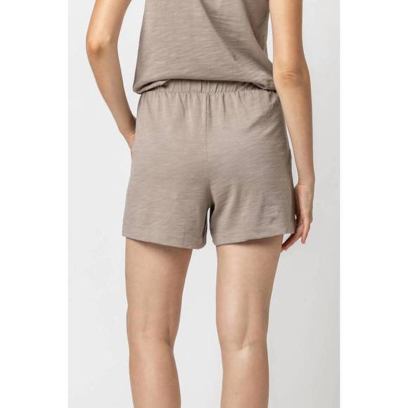 NEW LILLA P elastic waist drawstring shorts in driftwood - Picture 2 of 3